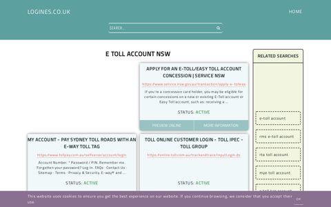 e toll account nsw - General Information about Login - Logines.co.uk