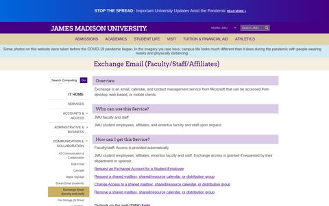 Exchange Email (Faculty/Staff ... - James Madison University