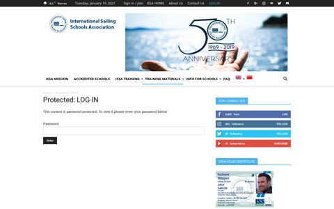 LOG-IN - ISSA International Sailing School Association - English