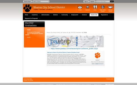PA-ETEP Evaluations / Portal - Sharon City School District