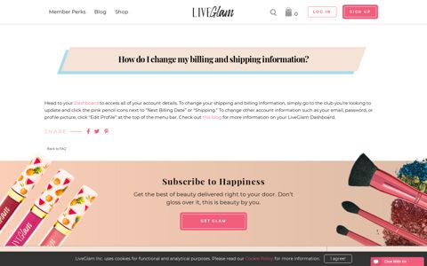 How do I change my billing and shipping ... - LiveGlam