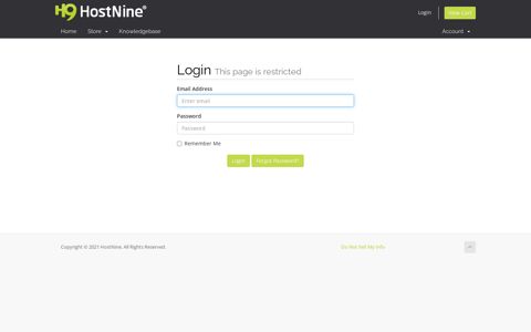 HostNine: Client Area