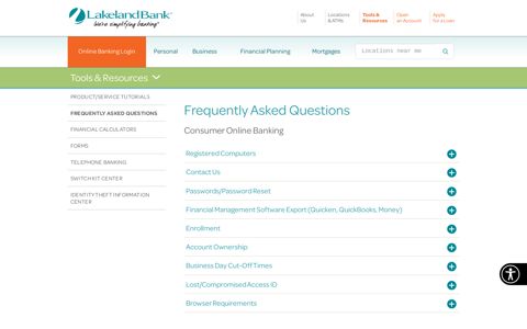 Frequently Asked Questions | Lakeland Bank