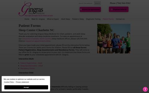 Patient Forms | Sleep Doctor in Charlotte | Gingras Sleep ...