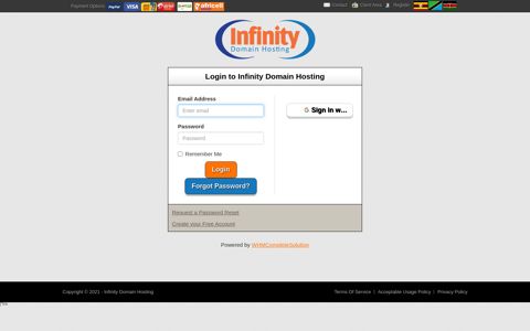 Login to manage your account - Infinity Domain Hosting