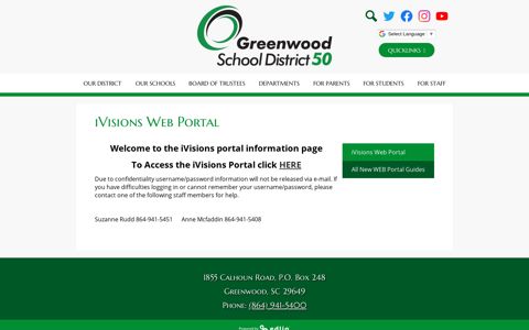iVisions Web Portal - Greenwood School District 50