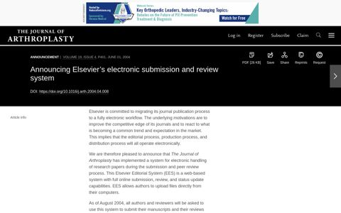 Announcing Elsevier's electronic submission and review system
