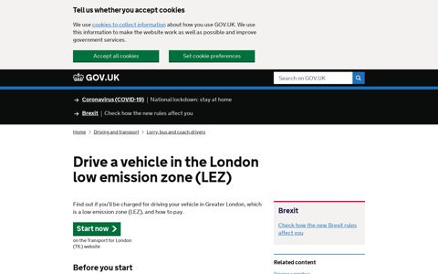 Drive a vehicle in the London low emission zone (LEZ) - Gov.uk