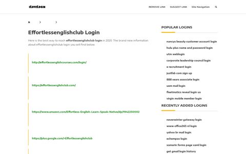 Effortlessenglishclub Login ❤️ One Click Access - iLoveLogin