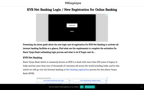 KVB Net Banking Login & New Registration for Online Banking