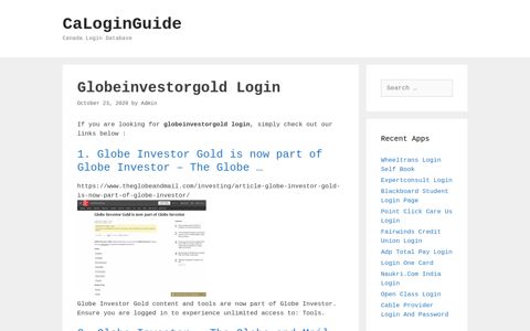 Globeinvestorgold Login - CaLoginGuide