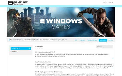 Gameplay - Gameloft Support