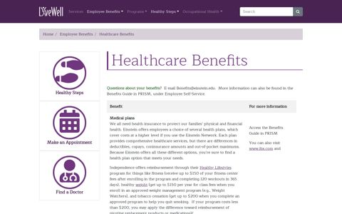 Healthcare Benefits - Einstein Livewell