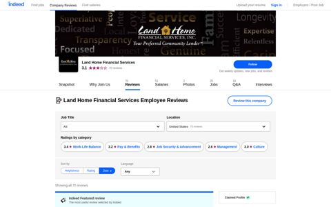 Working at Land Home Financial Services: 70 Reviews ...