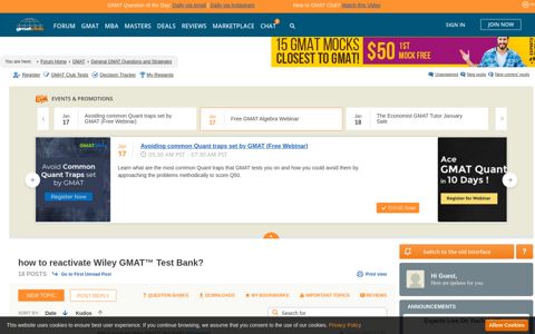 how to reactivate Wiley GMAT™ Test Bank? : General GMAT ...