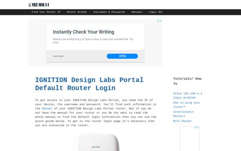 IGNITION Design Labs Portal - Default login IP, default ...