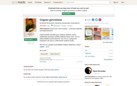 Gogeno gyvenimas by Henri Perruchot (1 star ratings)