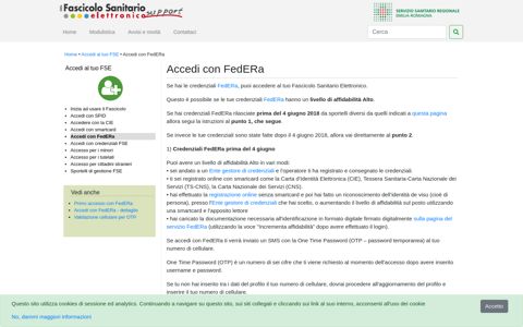 Accedi con FedERa - Support FSE - Fascicolo Sanitario