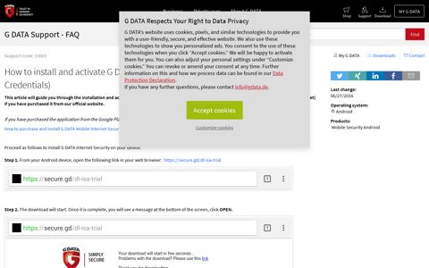 How to install and activate Mobile Internet Security | G DATA