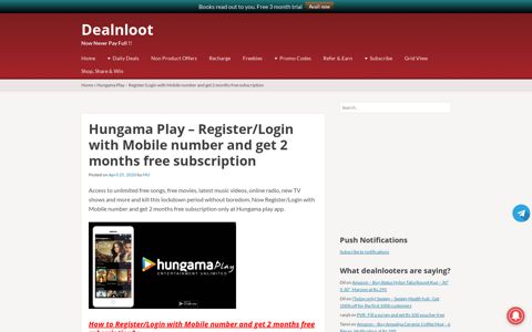 Hungama Play - Register/Login with Mobile number and get 2 ...