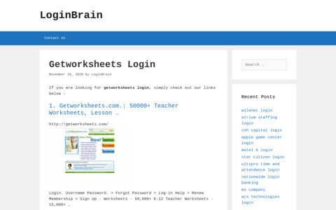 getworksheets login - LoginBrain