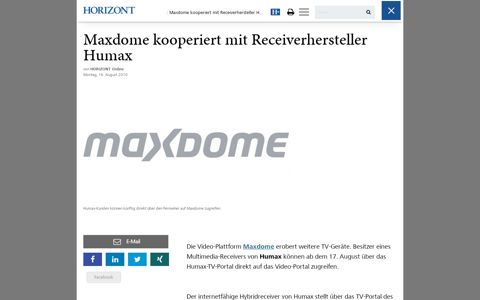 Maxdome kooperiert mit Receiverhersteller Humax - Horizont