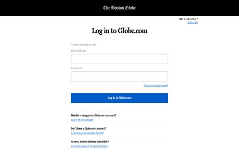 BostonGlobe.com Log In - The Boston Globe