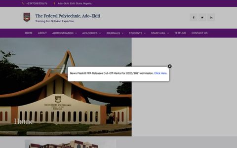 The Federal Polytechnic, Ado-Ekiti – Training for Skill and ...