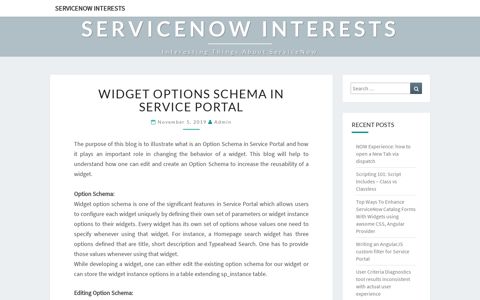 Widget Options Schema in Service Portal - ServiceNow Interests