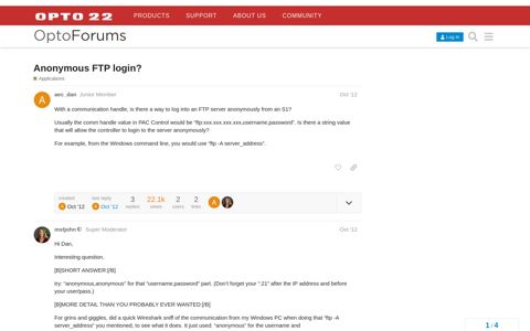 Anonymous FTP login? - Applications - OptoForums
