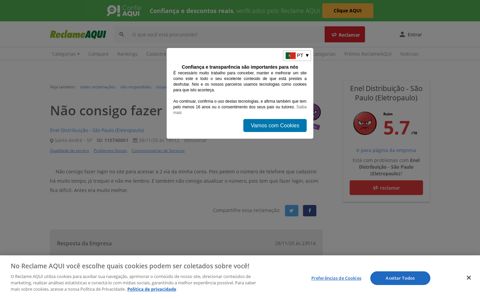 Não consigo fazer login - Enel Distribuição - São Paulo ...
