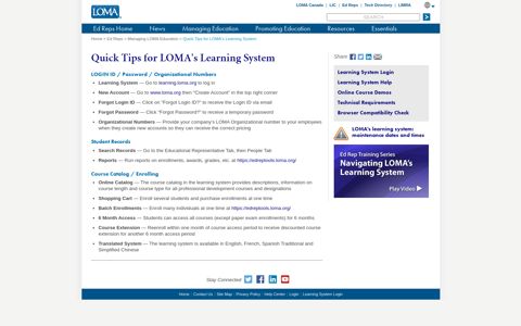 Quick Tips for LOMA's Learning System