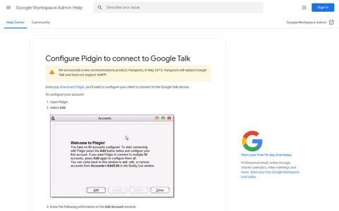 Configure Pidgin to connect to Google Talk - Google Support