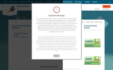 Parent Portal (Infinite Campus) / Student Grades - Infinite ...