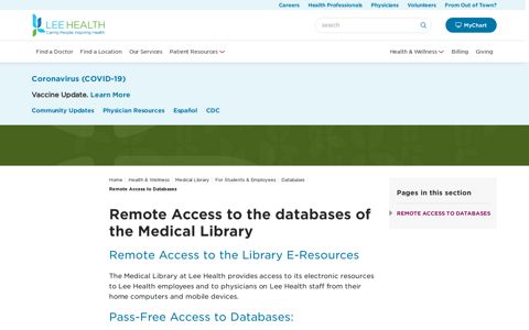 Remote Access to Databases | Lee Health