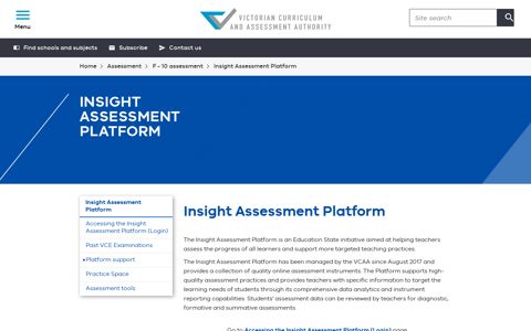Pages - Insight Assessment Platform - VCAA