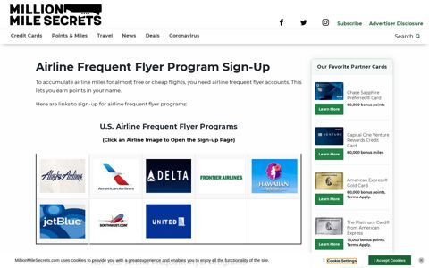 Where to Sign Up For Frequent Flyer Programs | Million Mile ...