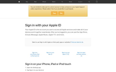 Sign in with your Apple ID – Apple Support
