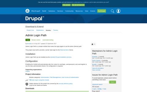 Admin Login Path | Drupal.org