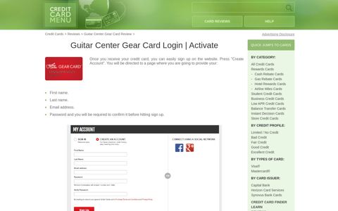 Guitar Center Gear Card Login - Credit Card Menu