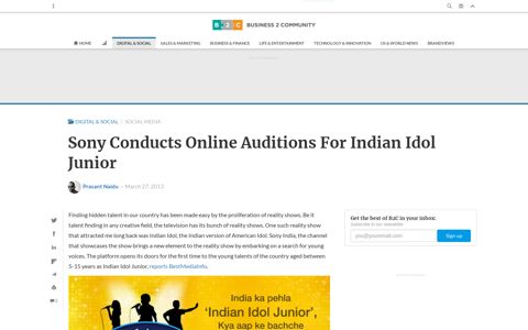 Sony Conducts Online Auditions For Indian Idol Junior ...