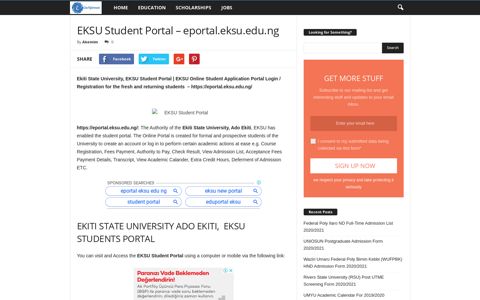 EKSU Student Portal - eportal.eksu.edu.ng - Eduinformant