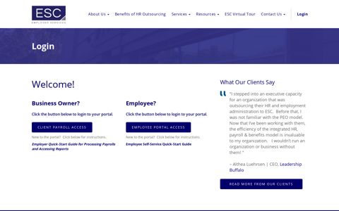 Employer Services - Login - ESC