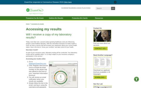 Accessing my results - Applicant | ExamOne
