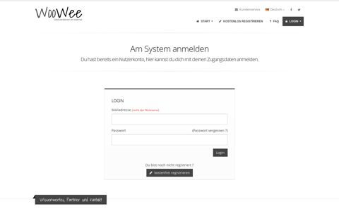 Login für bestehenden Benutzer | WooWee.de