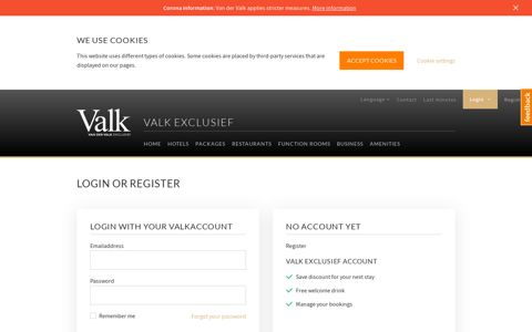 Login or register - Valk Exclusief