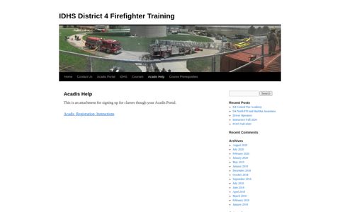 Acadis Help | IDHS District 4 Firefighter Training