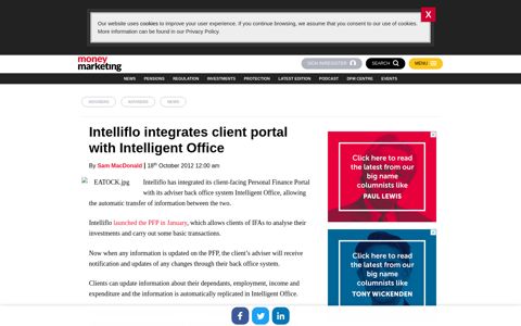 Intelliflo integrates client portal with Intelligent Office | Money ...