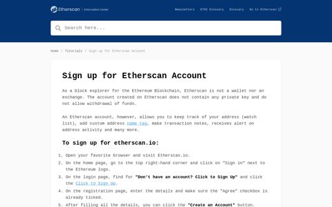 Etherscan Account - Etherscan Information Center