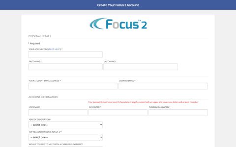 Focus Portal Registration - Focus 2 Career